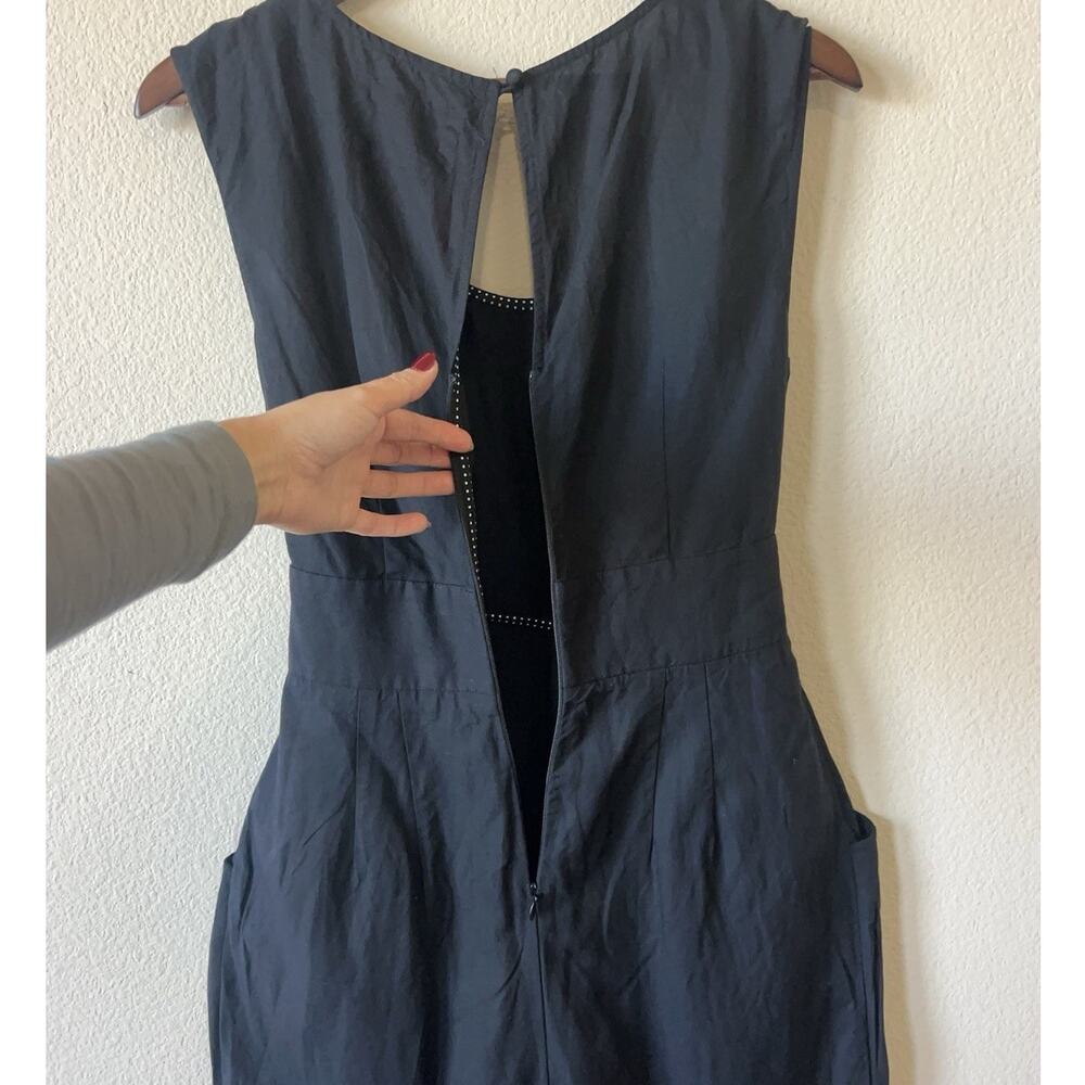Anthropologie Maeve 8 Black Linen Blend Jumpsuit Tie Waist Pockets Sleeveless - Picture 7 of 9